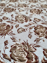 Brocade Jacquard Fabric Brown Gold Floral