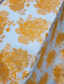 Floral Brocade Fabric White Organza Base