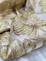 Gold Metallic Brocade Floral Fabric