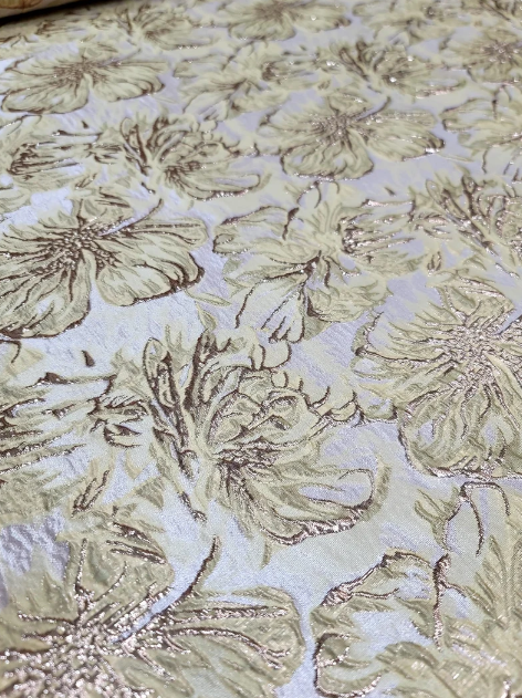 Gold Metallic Brocade Floral Fabric