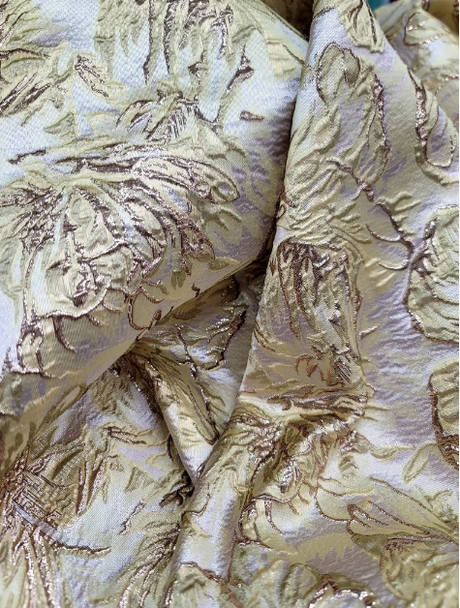 Gold Metallic Brocade Floral Fabric
