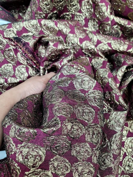 Gold Metallic Brocade Jacquard Fabric