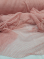 Embroidered Fish Net Silver Mylar Fabric Blush Pink