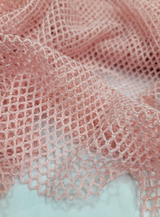 Embroidered Fish Net Silver Mylar Fabric Blush Pink