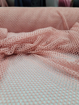 Embroidered Fish Net Silver Mylar Fabric Blush Pink