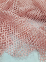 Embroidered Fish Net Silver Mylar Fabric Blush Pink
