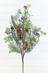 28" Snowy Pinecone & Berry Spray