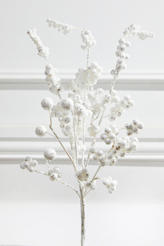 18” Snowy White Glitter Dew Berry Christmas Spray