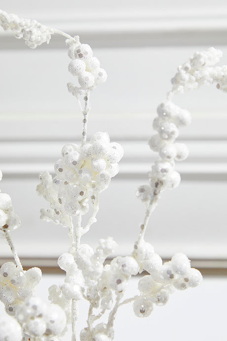 18” Snowy White Glitter Dew Berry Christmas Spray