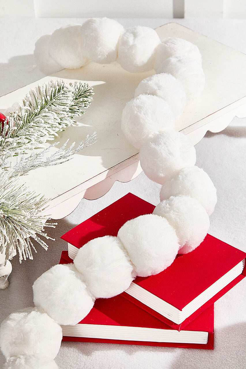 6' Faux Fur Snowball Garland