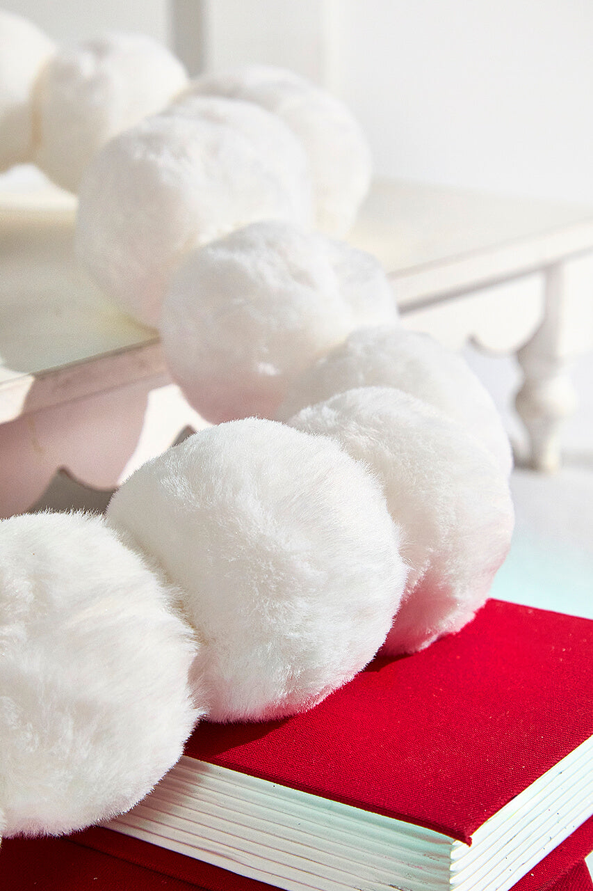 6' Faux Fur Snowball Garland