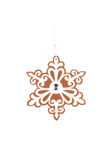 9” Gingerbread White Snowflake Ornament