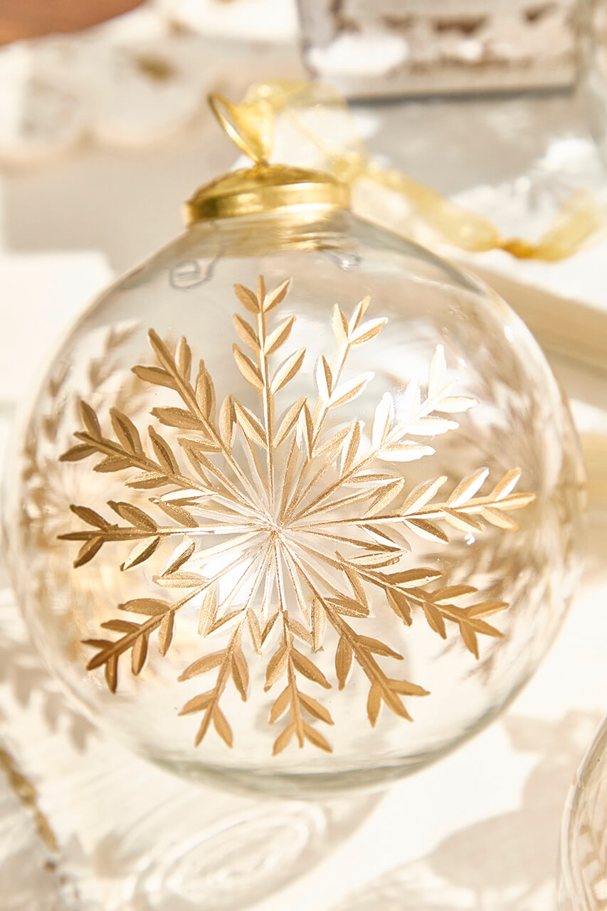 5" Snowflake Glass Ornament-
