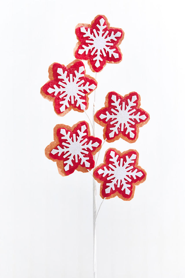 24” Red and White Snowflake Stem