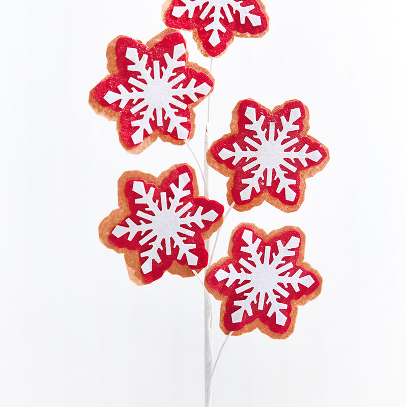 24” Red and White Snowflake Stem