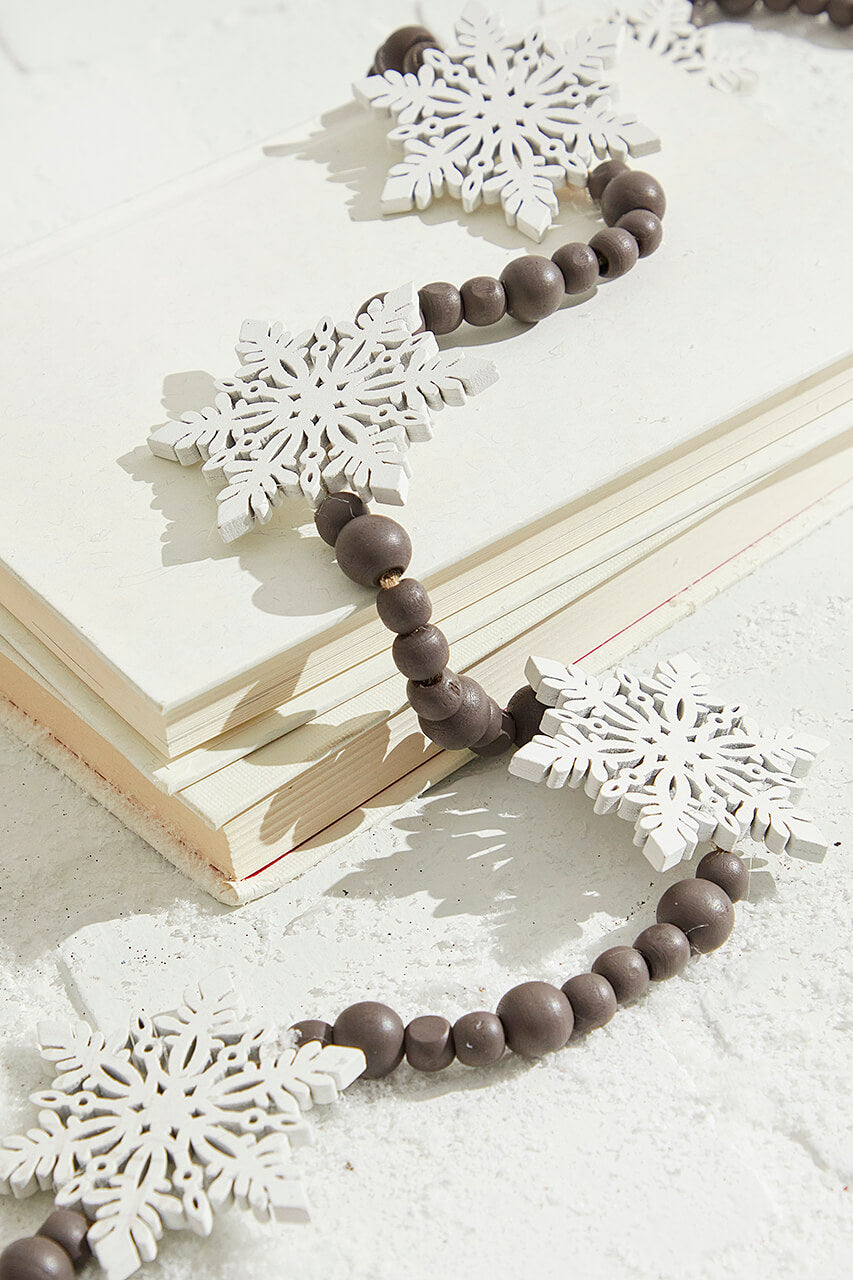 48" Beaded Snowflake Garland