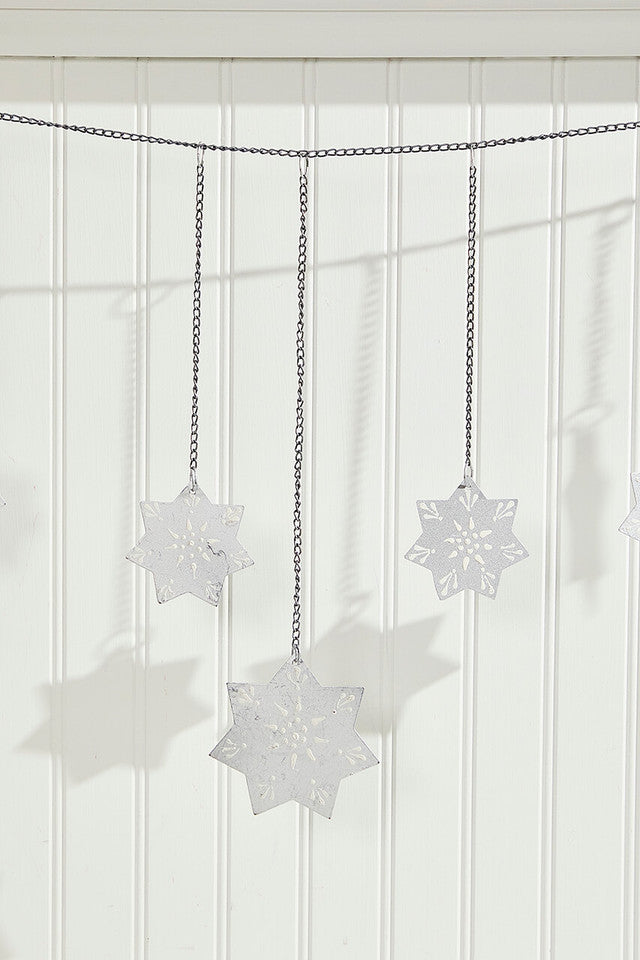 Snowflake Garland 54 Inch Winter Holiday Mantel and Door Decor