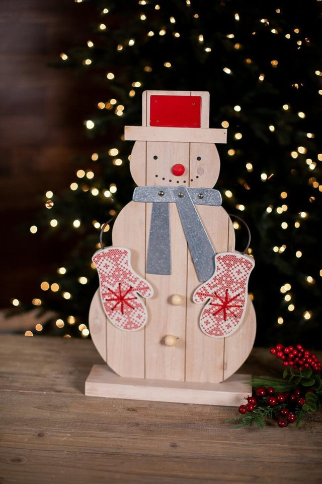 Snowman with Mittens & Scarf Décor