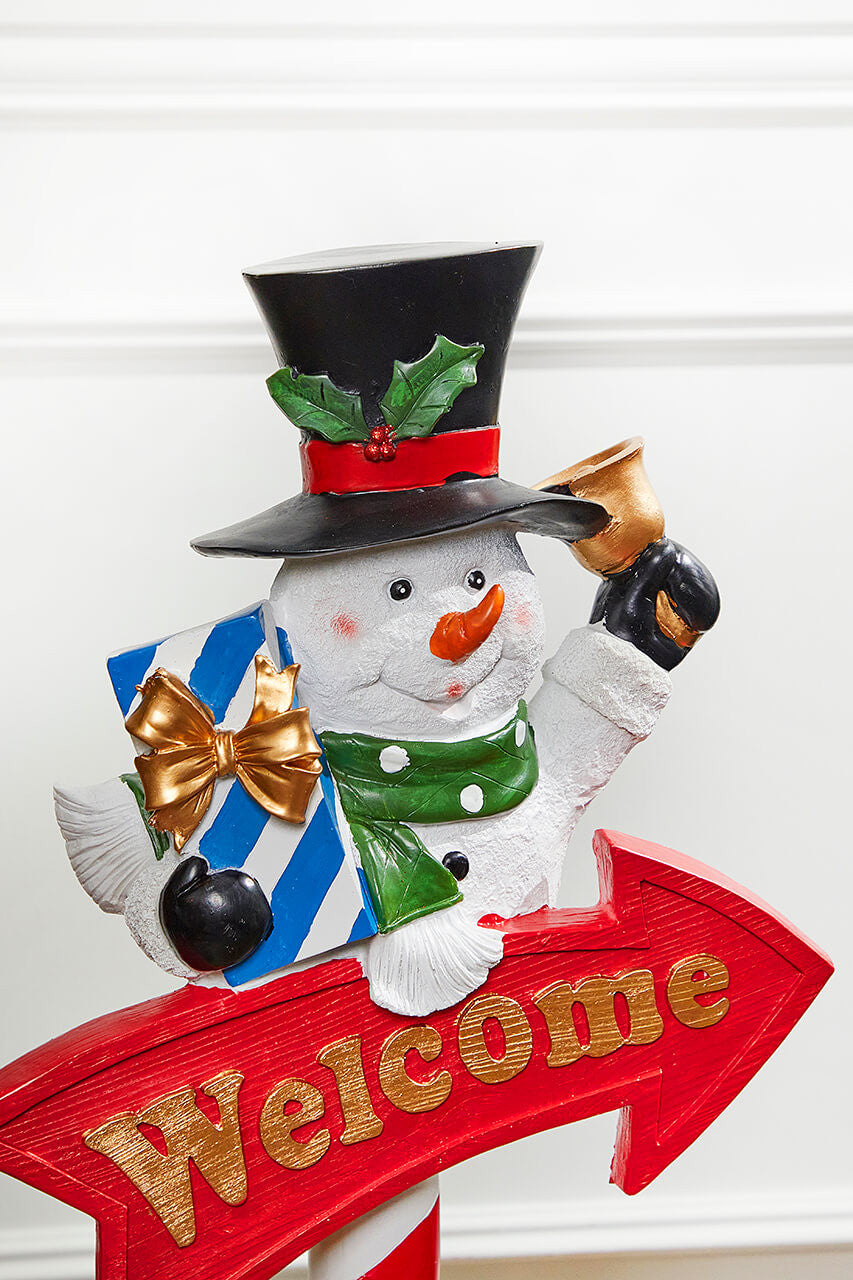 36” Snowmen with Welcome Sign Festive Winter Holiday Outdoor Yard Décor
