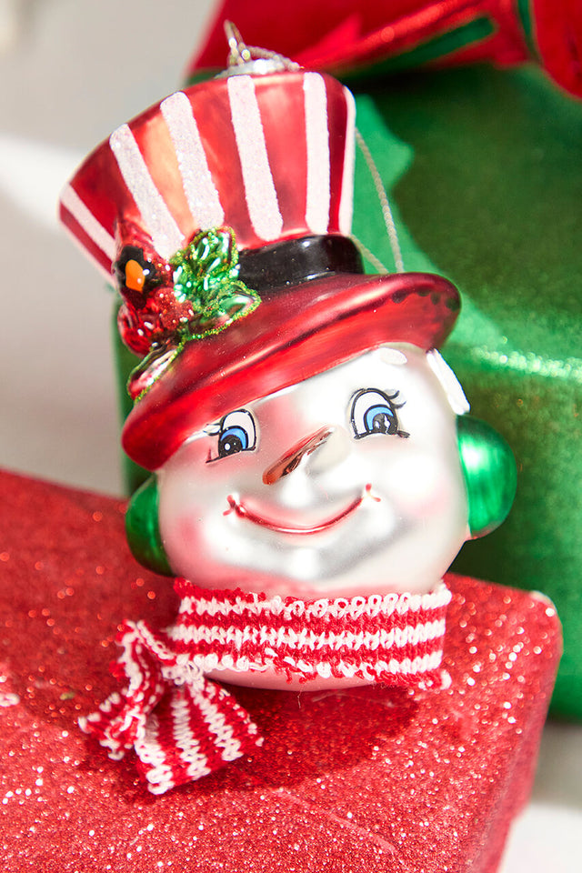 5.5" Glass Snowman Head Ornament