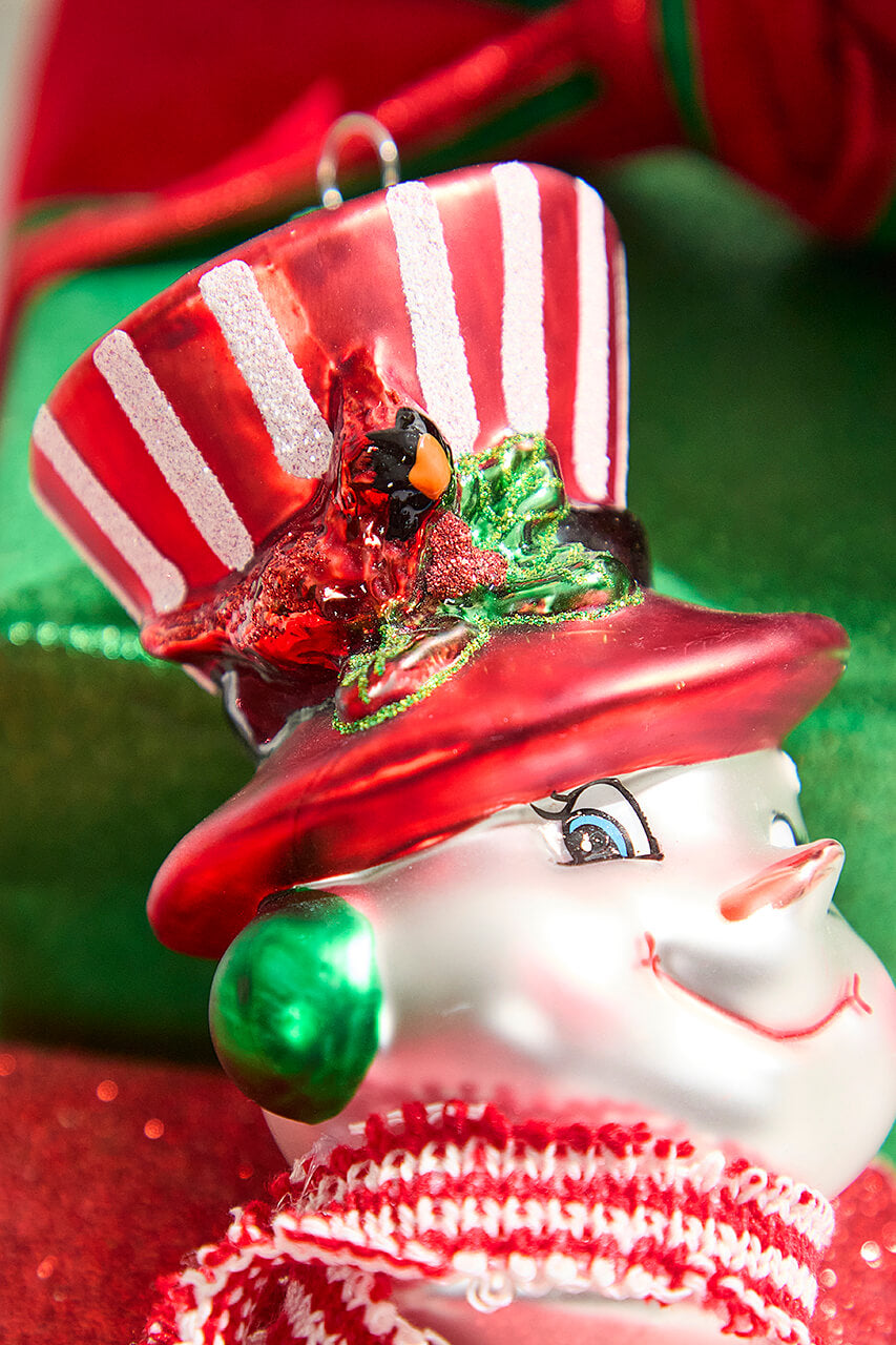 5.5" Glass Snowman Head Ornament