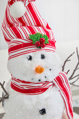 12" Snowman with Stocking Cap - Red / Black