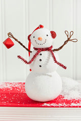 4" Resin Snowman with Blue/Red Earmuffs and Scarf Ornament