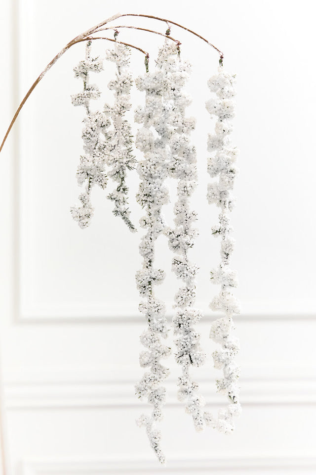25" Snowy Hanging Berry Branch