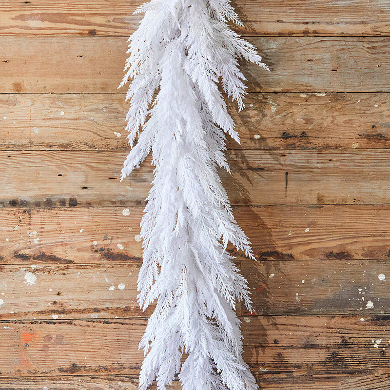 48" Winter Snowy Cedar Garland Frosted Christmas Mantel Decor