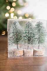 5" Mini Green Bottlebrush Trees - Set of 3