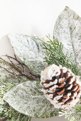22" Snowy Pinecone & Magnolia Wreath
