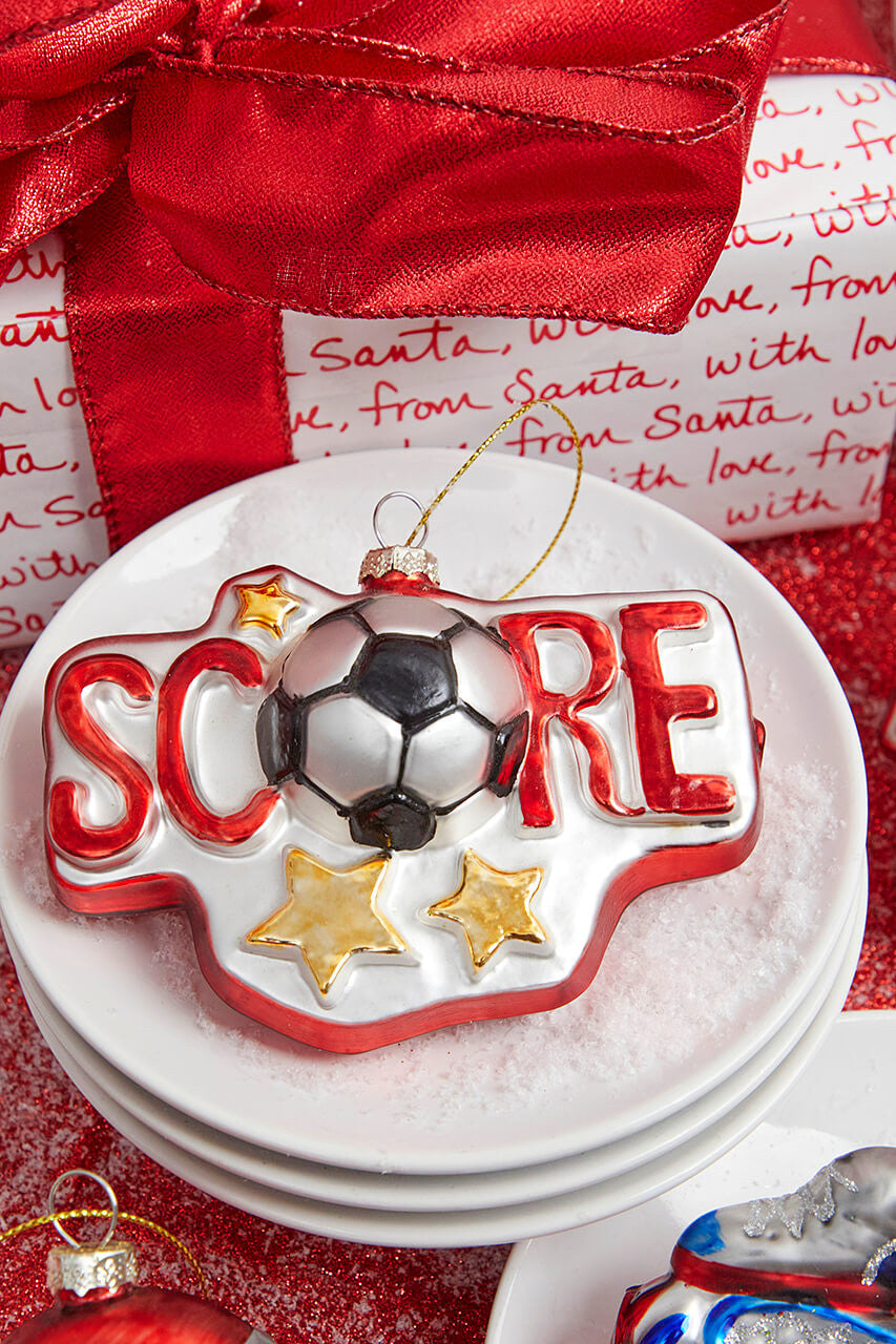 4" Sports Soccer Glass Ornament Christmas Decor
