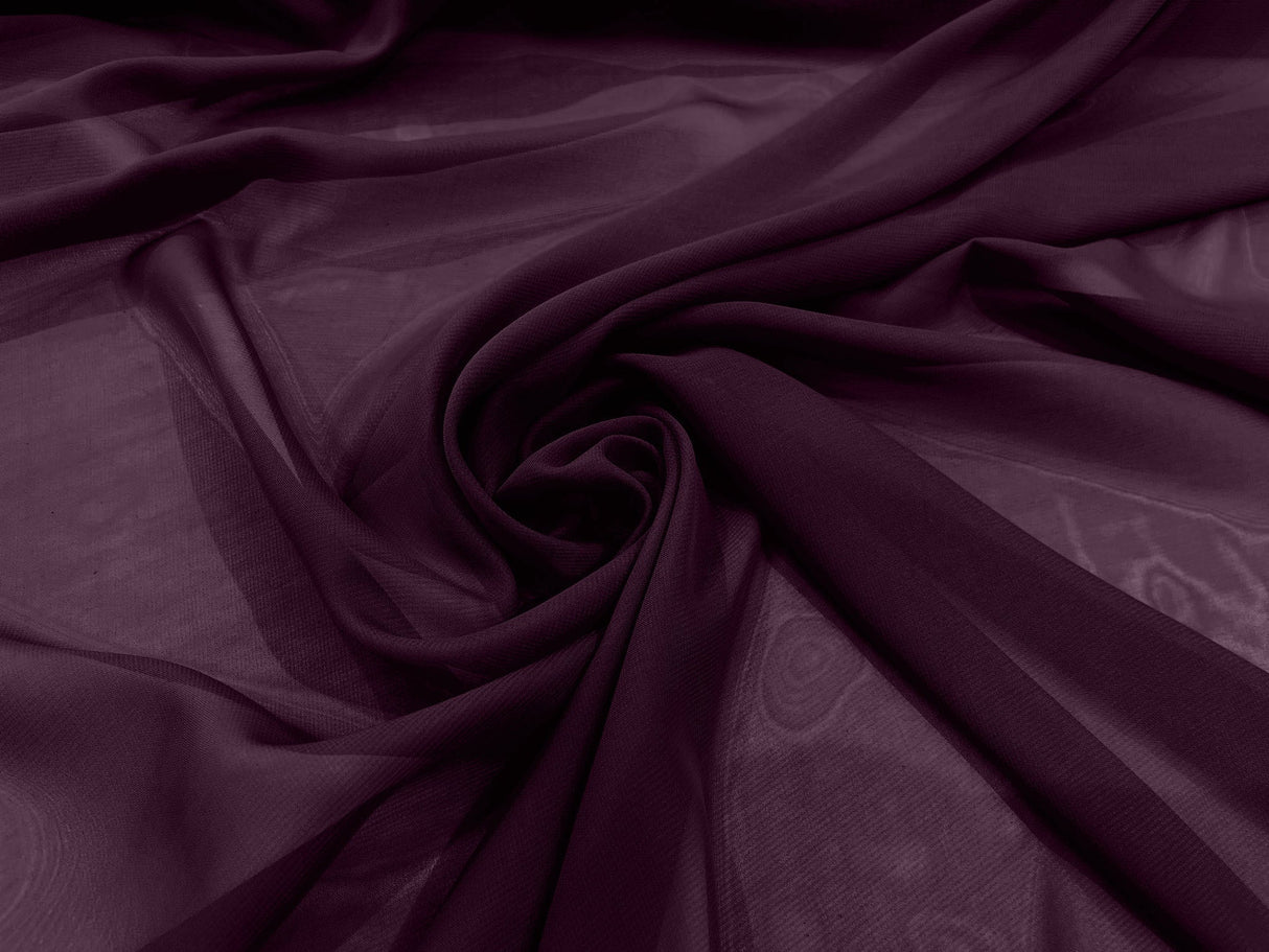Solid Chiffon Polyester Fabric - Solid Sheer Lightweight, 58/60" Width (1 Yard)