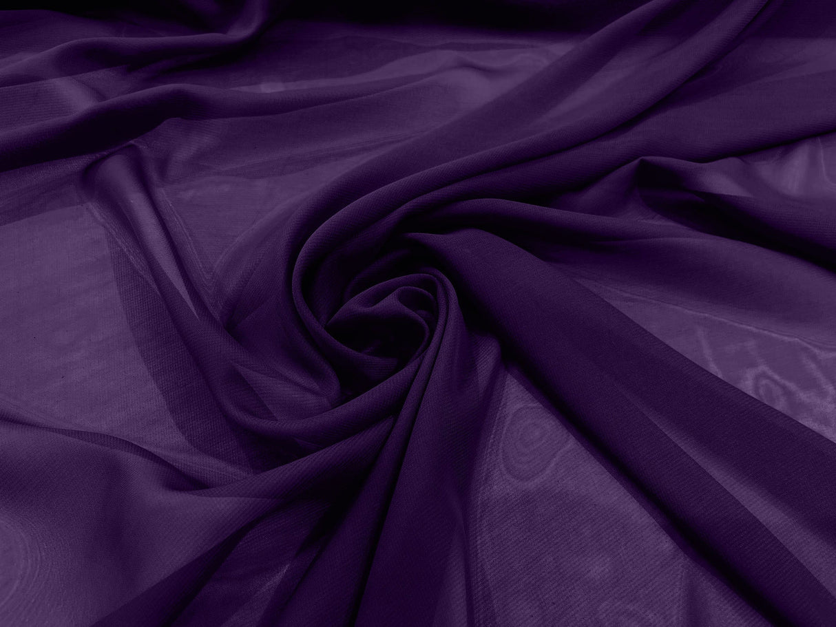 Solid Chiffon Polyester Fabric - Solid Sheer Lightweight, 58/60" Width (1 Yard)