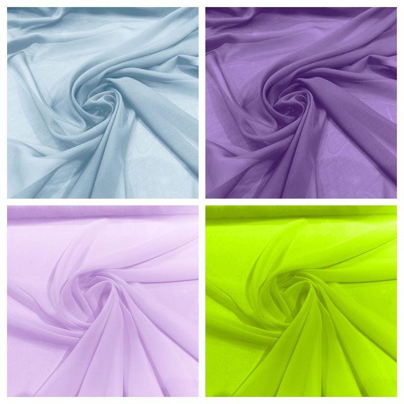 Solid Chiffon Polyester Fabric - Solid Sheer Lightweight, 58/60" Width (1 Yard)