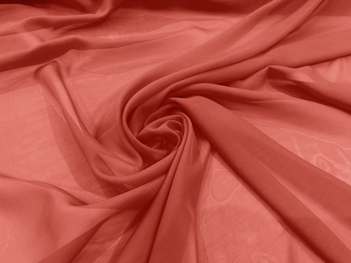 Solid Chiffon Polyester Fabric - Solid Sheer Lightweight, 58/60" Width (1 Yard)