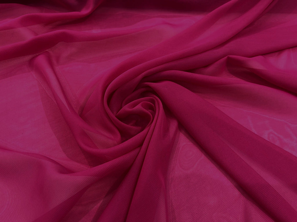 Solid Chiffon Polyester Fabric - Solid Sheer Lightweight, 58/60" Width (1 Yard)
