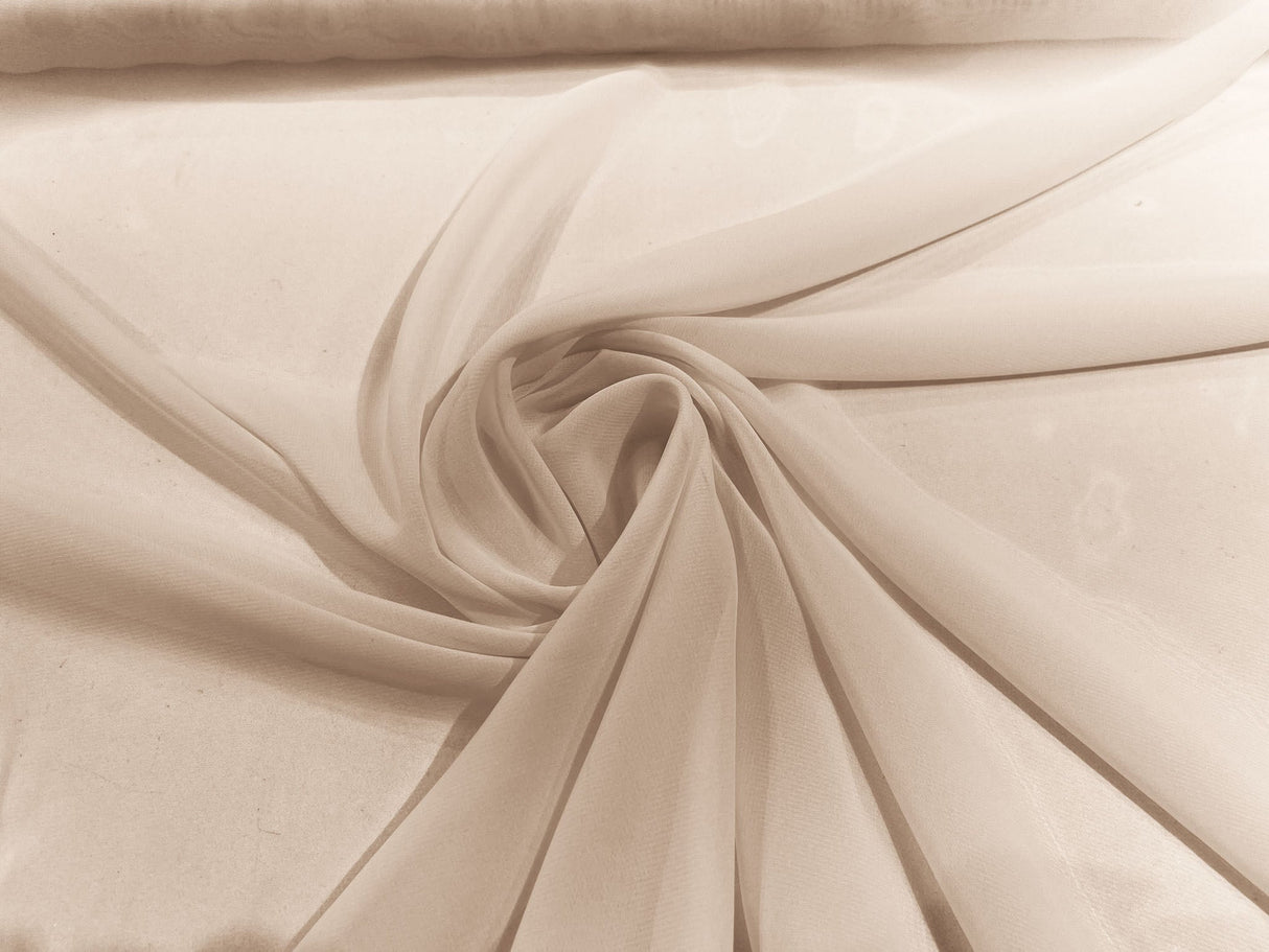 Solid Chiffon Polyester Fabric - Solid Sheer Lightweight, 58/60" Width (1 Yard)