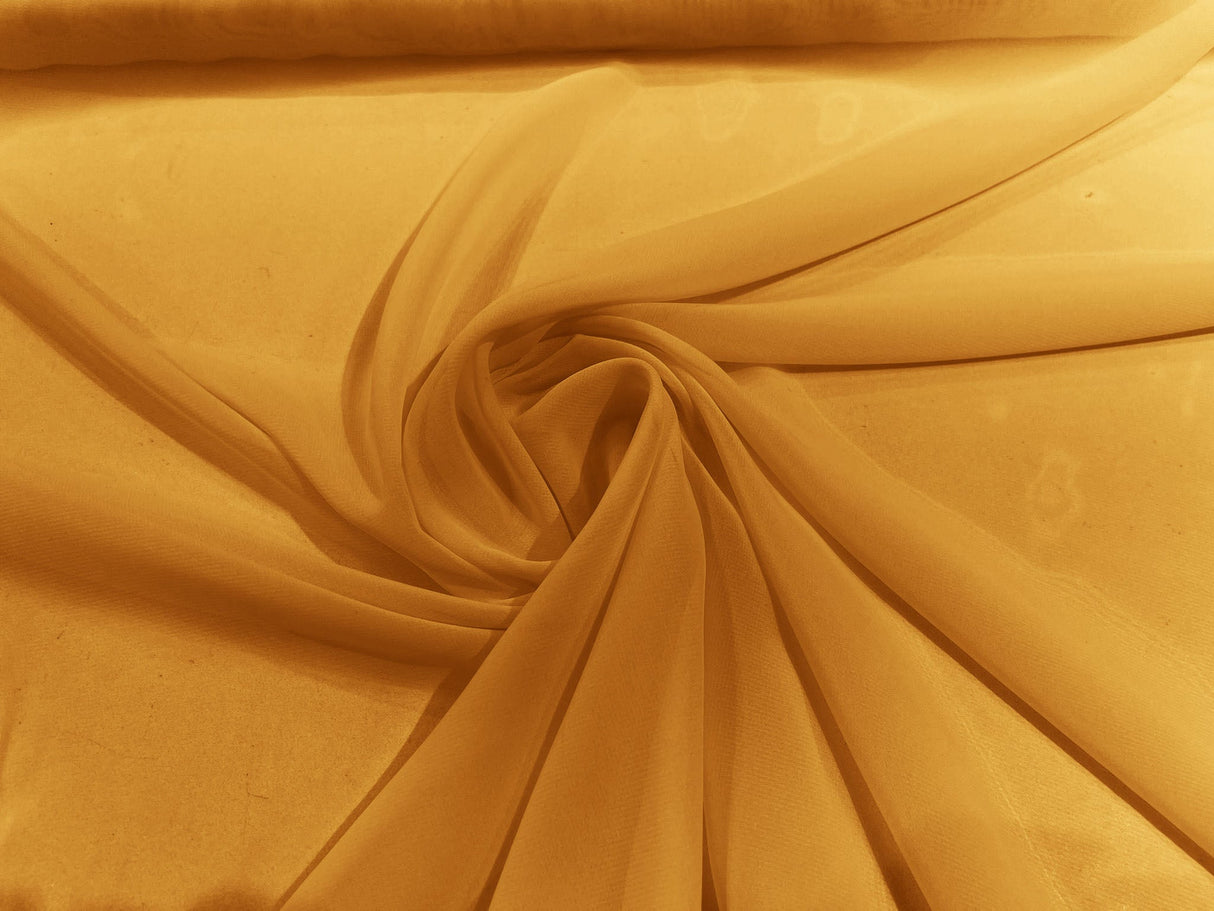 Solid Chiffon Polyester Fabric - Solid Sheer Lightweight, 58/60" Width (1 Yard)