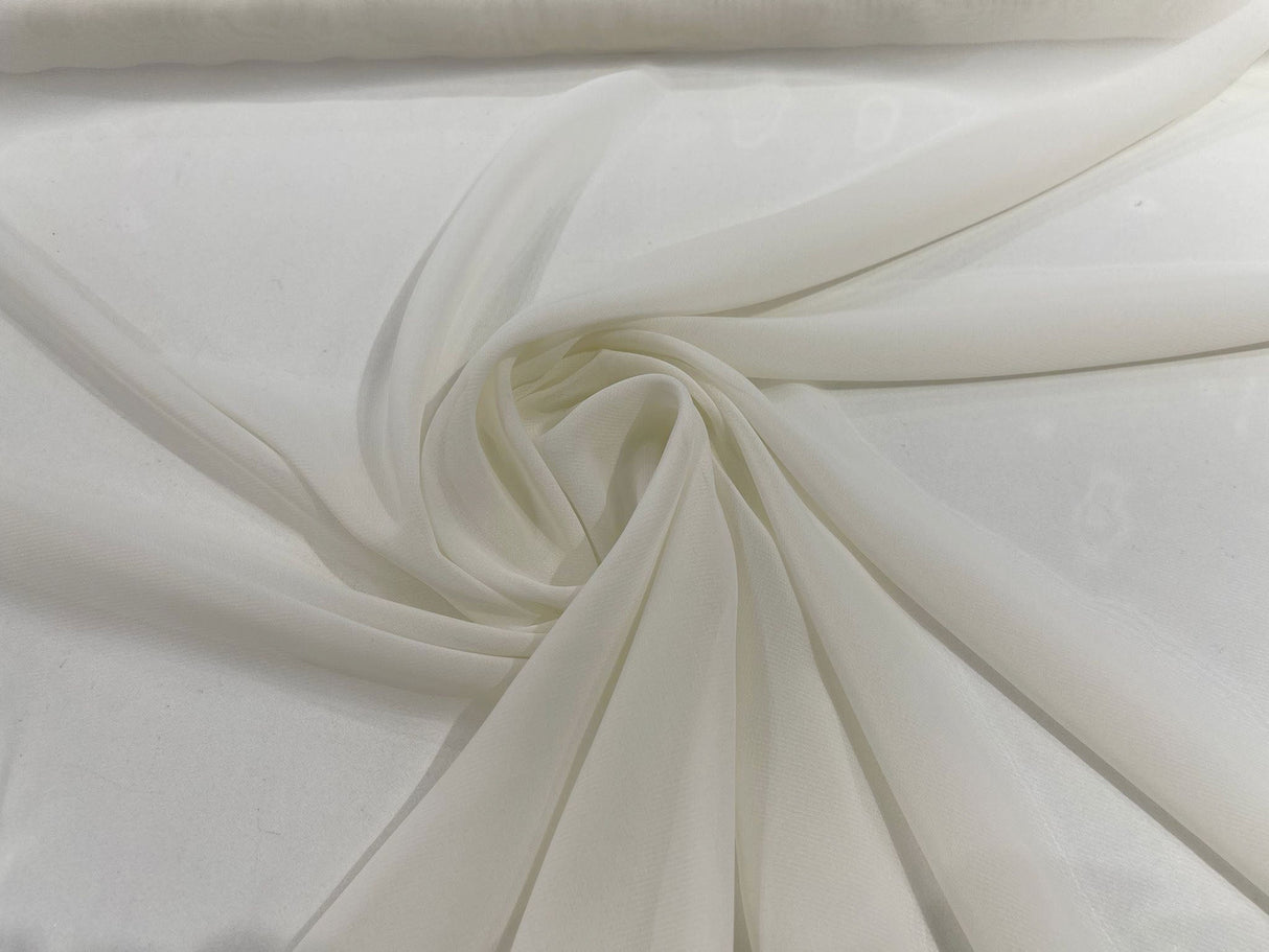 Solid Chiffon Polyester Fabric - Solid Sheer Lightweight, 58/60" Width (1 Yard)