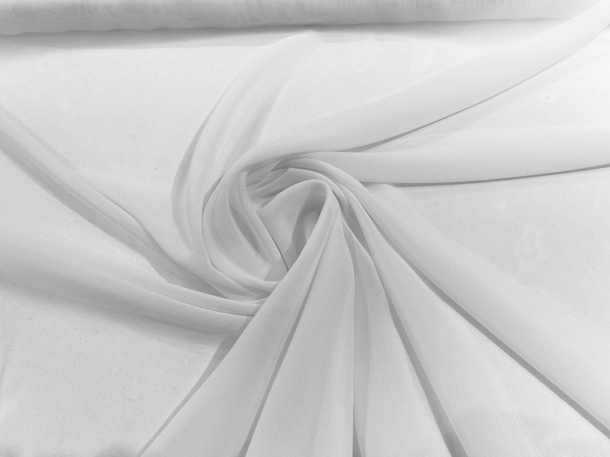 Solid Chiffon Polyester Fabric - Solid Sheer Lightweight, 58/60" Width (1 Yard)