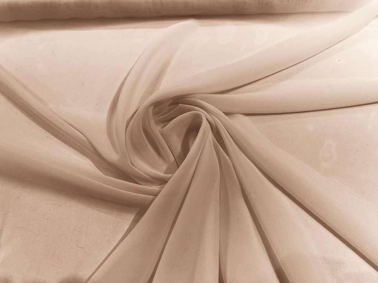 Solid Chiffon Polyester Fabric - Solid Sheer Lightweight, 58/60" Width (1 Yard)