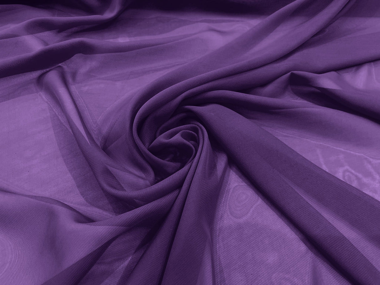 Solid Chiffon Polyester Fabric - Solid Sheer Lightweight, 58/60" Width (1 Yard)