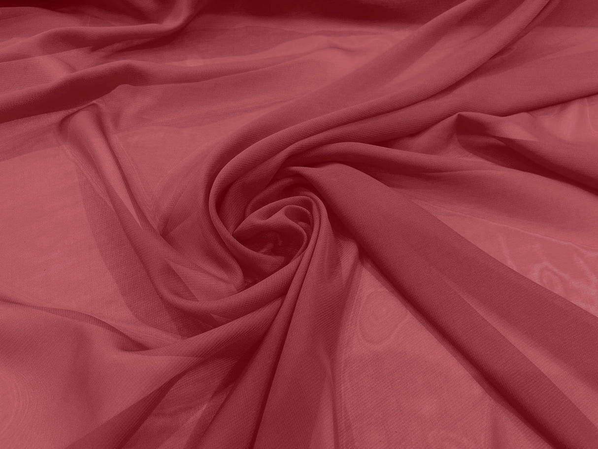 Solid Chiffon Polyester Fabric - Solid Sheer Lightweight, 58/60" Width (1 Yard)