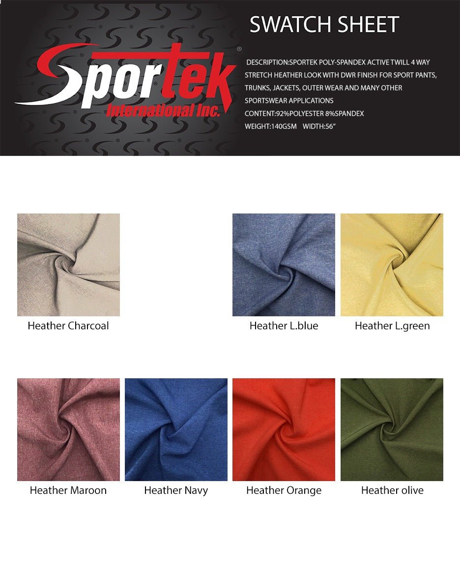 Poly Spandex Active Twill Heather Look DWR Finish