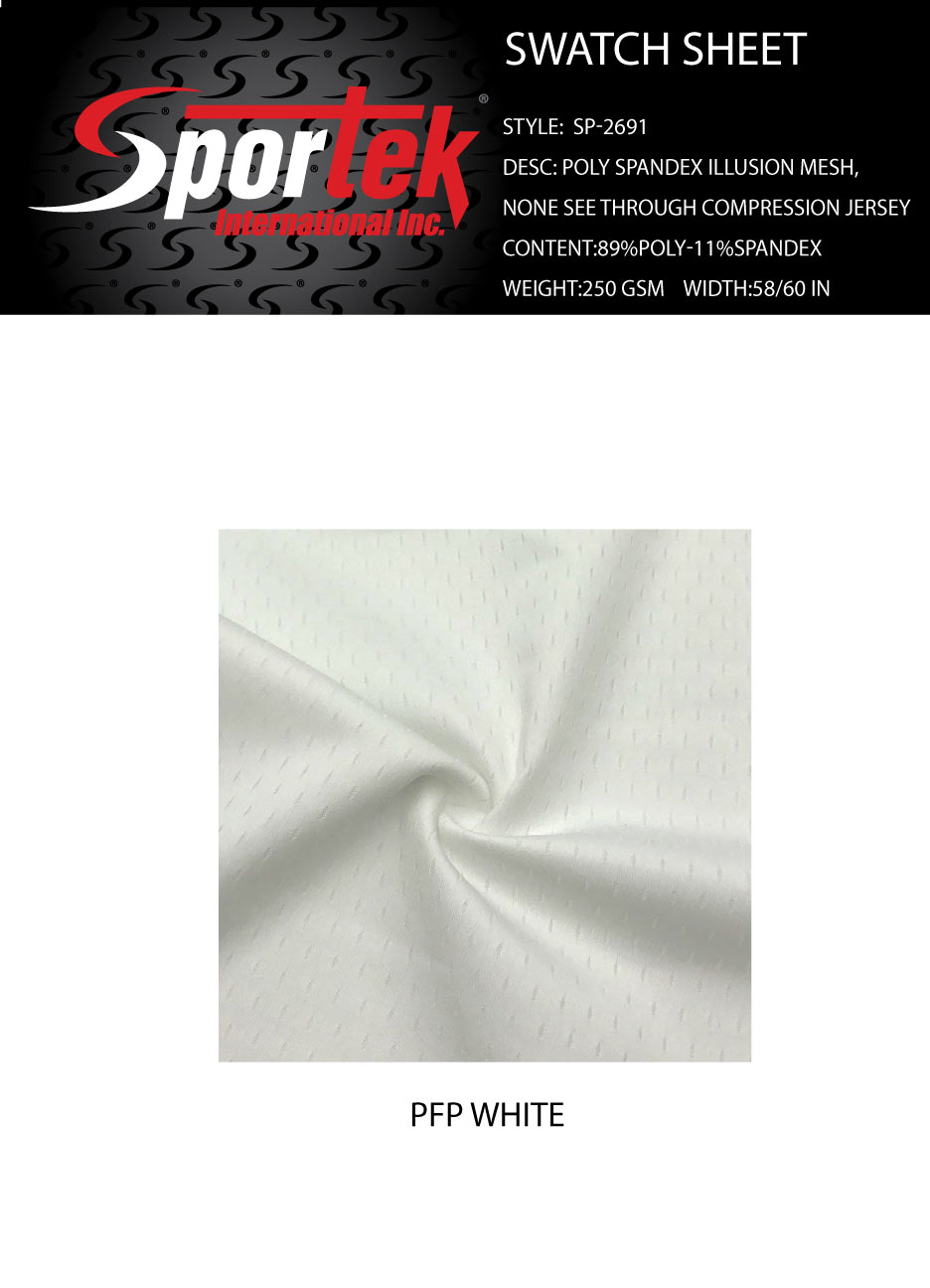 Poly Spandex Illusion Mesh Jersey White
