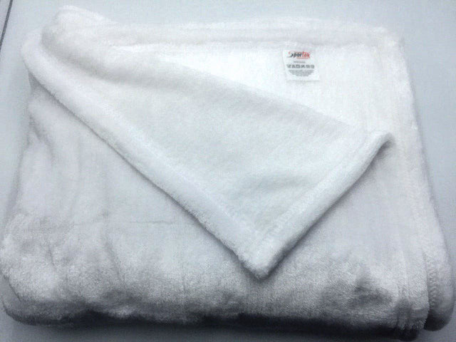Poly Flannel Soft Pile Blanket Fabric White