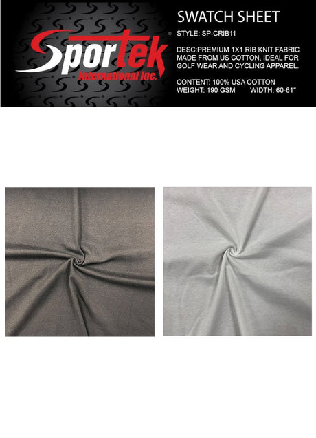 Cotton Rib Knit Fabric 1x1 White Black