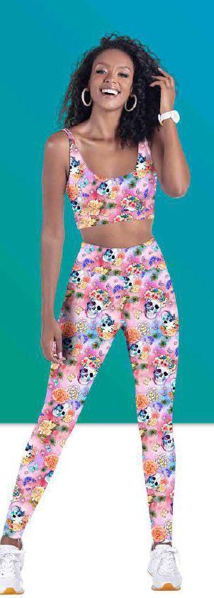 Printed Poly Spandex Skull Wet Print