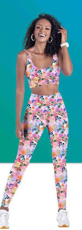 Printed Poly Spandex Skull Wet Print